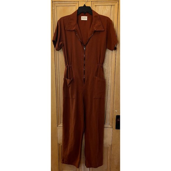 Noble Womens Adult Utility Suit Zip Up Pockets Jumpsuit Size Medium Brown RARE - Picture 2 of 11